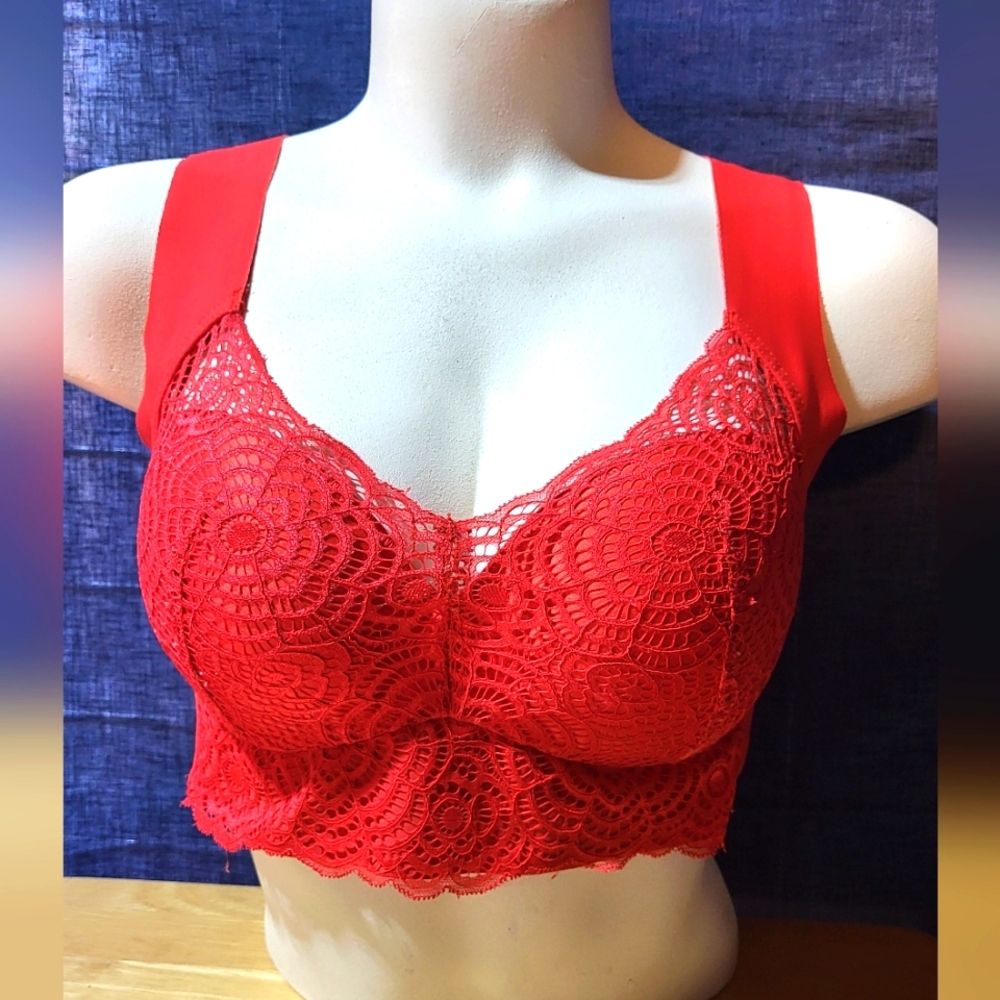 Sexy Red lace sports bra size Large